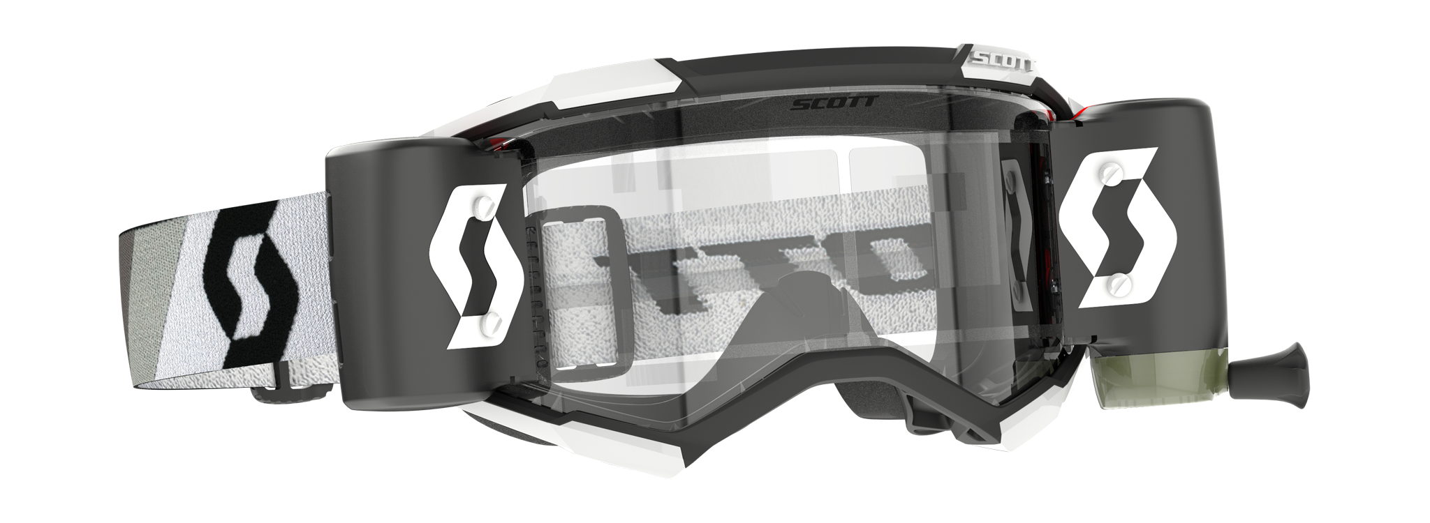 Scott Crossbril Roll-Off Fury WFS Premium - Zwart / Wit - Clear Lens