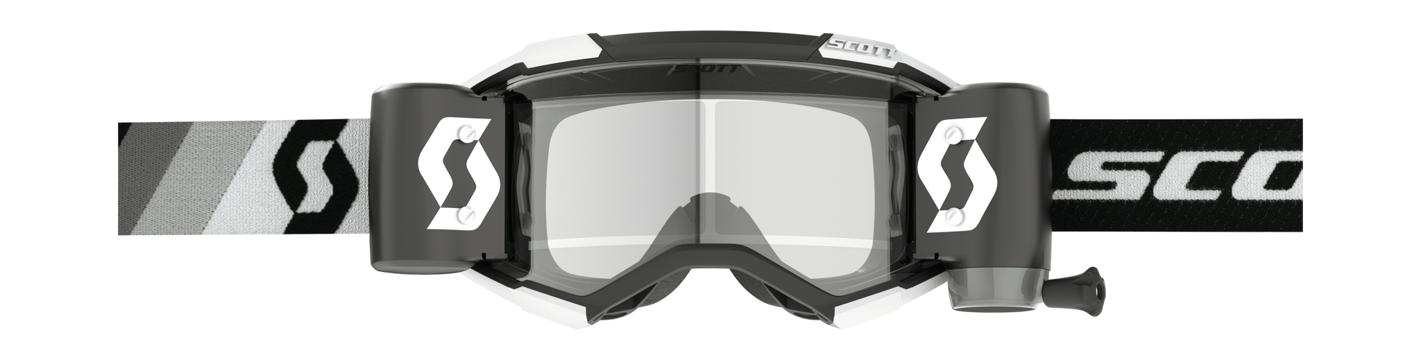 Scott Crossbril Roll-Off Fury WFS Premium - Zwart / Wit - Clear Lens