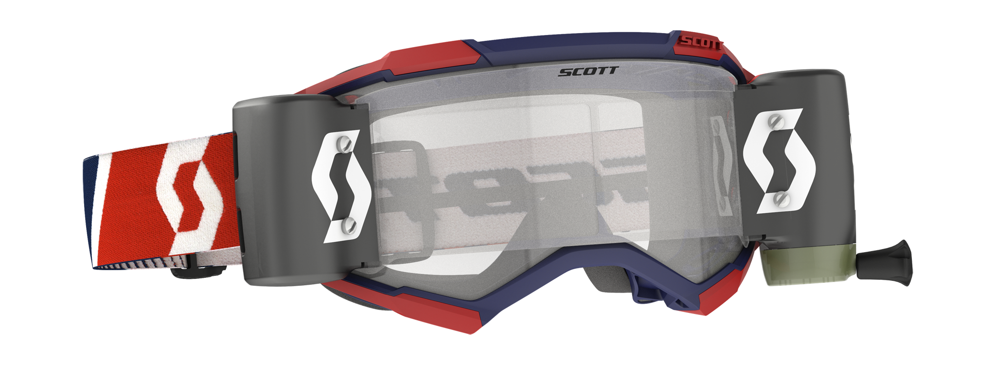 Scott Crossbril Roll-Off Fury WFS - Rood / Blauw - Clear Lens