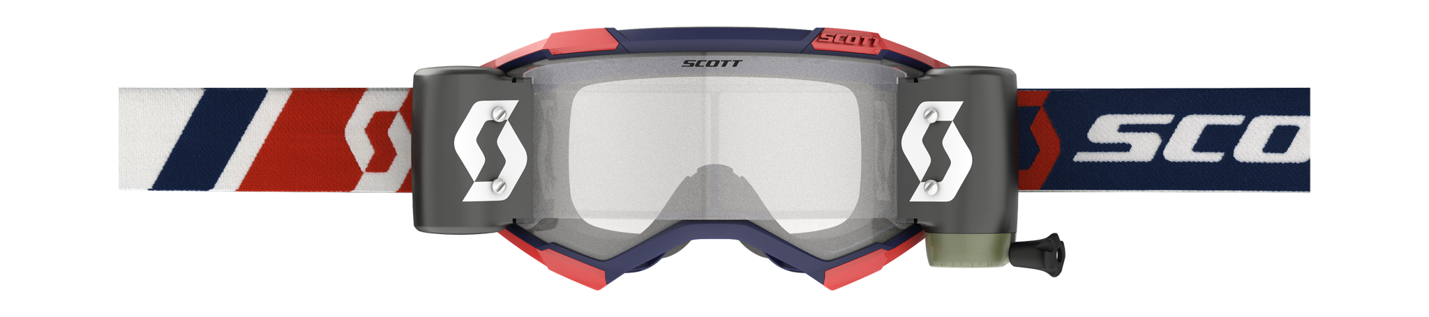 Scott Crossbril Roll-Off Fury WFS - Rood / Blauw - Clear Lens