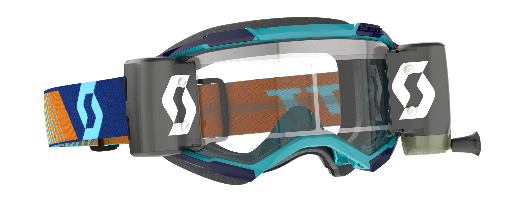 Scott Crossbril Roll-Off Fury WFS - Royal Blauw / Oranje - Clear Lens