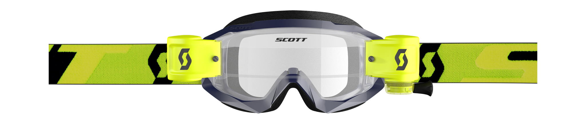 Scott Crossbril Roll-Off Hustle X MX WFS - Geel / Blauw - Clear Lens