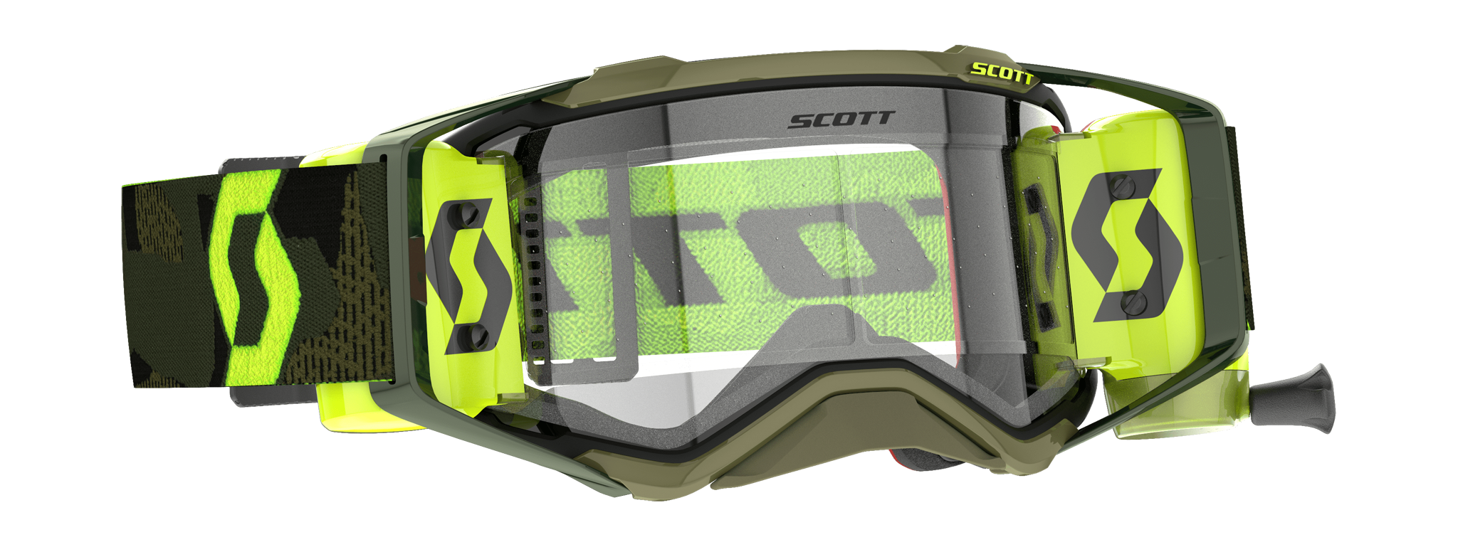 Scott Crossbril Roll-Off Prospect Super WFS Kaki - Groen / Neon Geel - Clear Lens