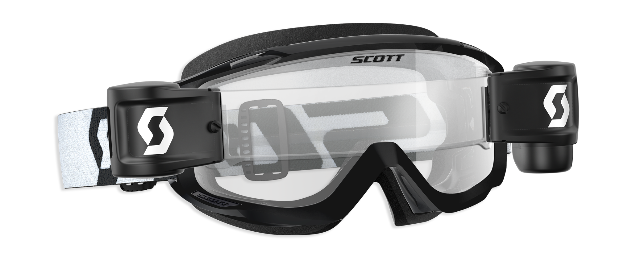 Scott Crossbril Roll-Off Split OTG WFS - Zwart / Wit - Clear Lens