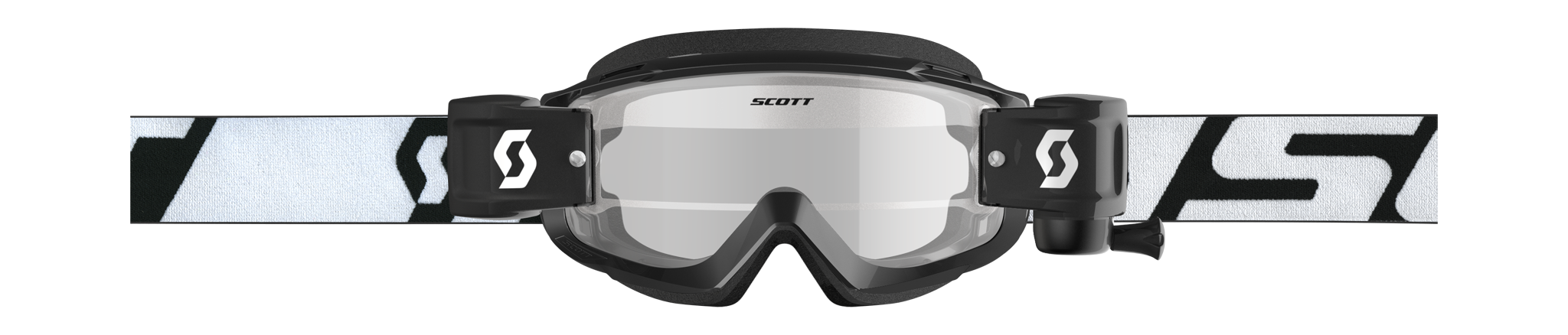 Scott Crossbril Roll-Off Split OTG WFS - Zwart / Wit - Clear Lens