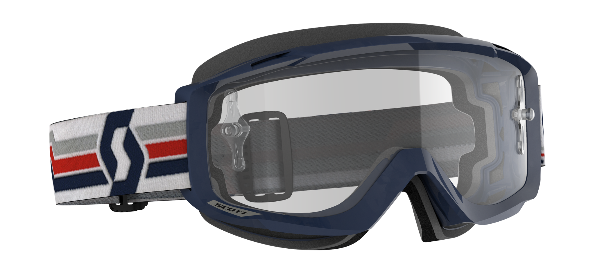 Scott Crossbril Split OTG - Blauw / Wit - Clear Lens