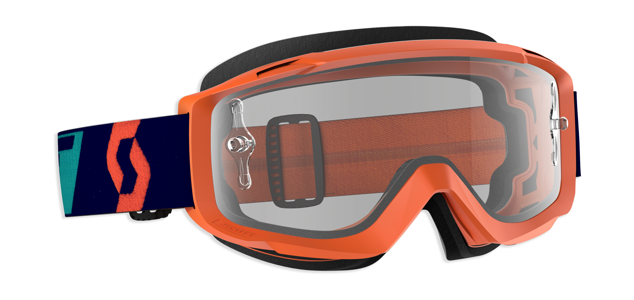 Scott Crossbril Split OTG - Oranje / Blauw - Clear Lens
