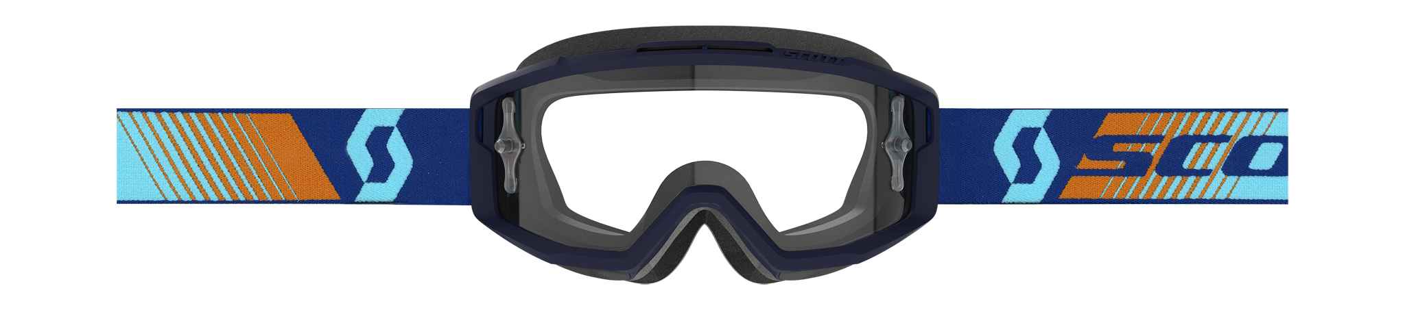 Scott Crossbril Split OTG - Royal Blauw / Oranje - Clear Lens