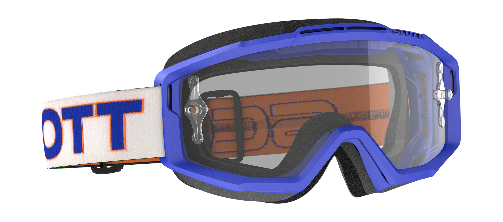 Scott Crossbril Split OTG - Wit / Blauw - Clear Lens