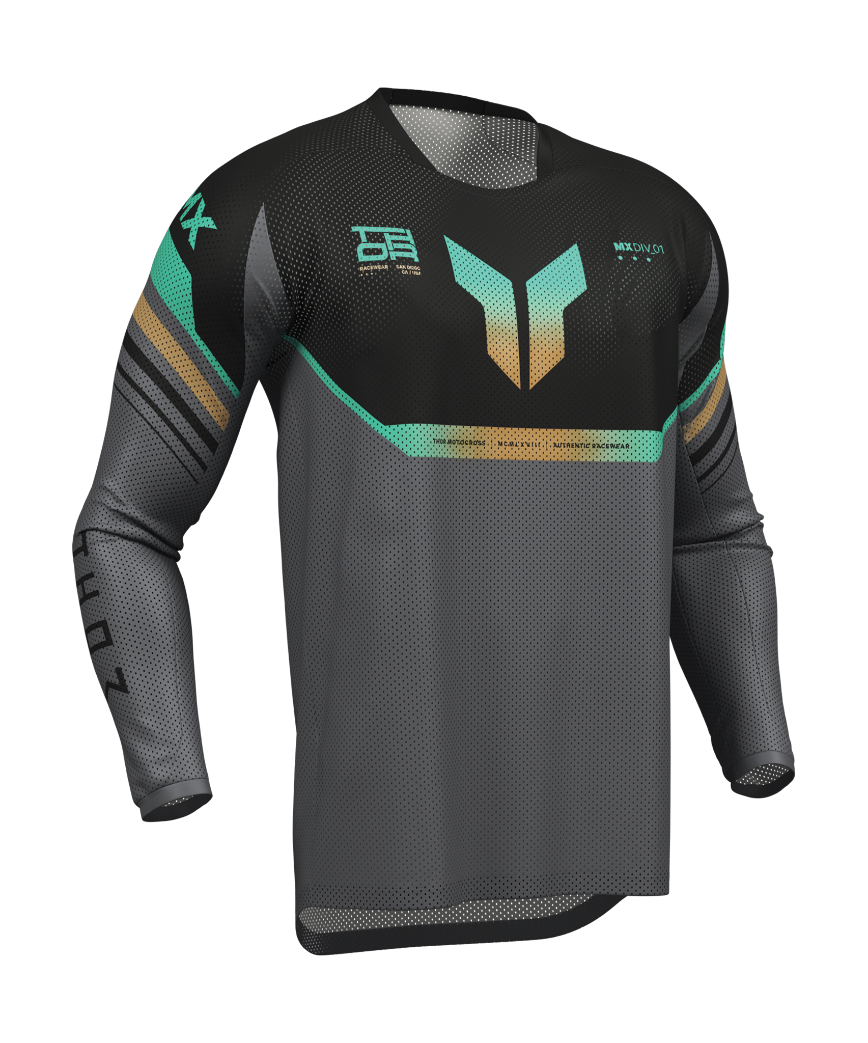 Thor Cross Shirt 2026 Launchmode Vented Raptor - Zwart / Charcoal