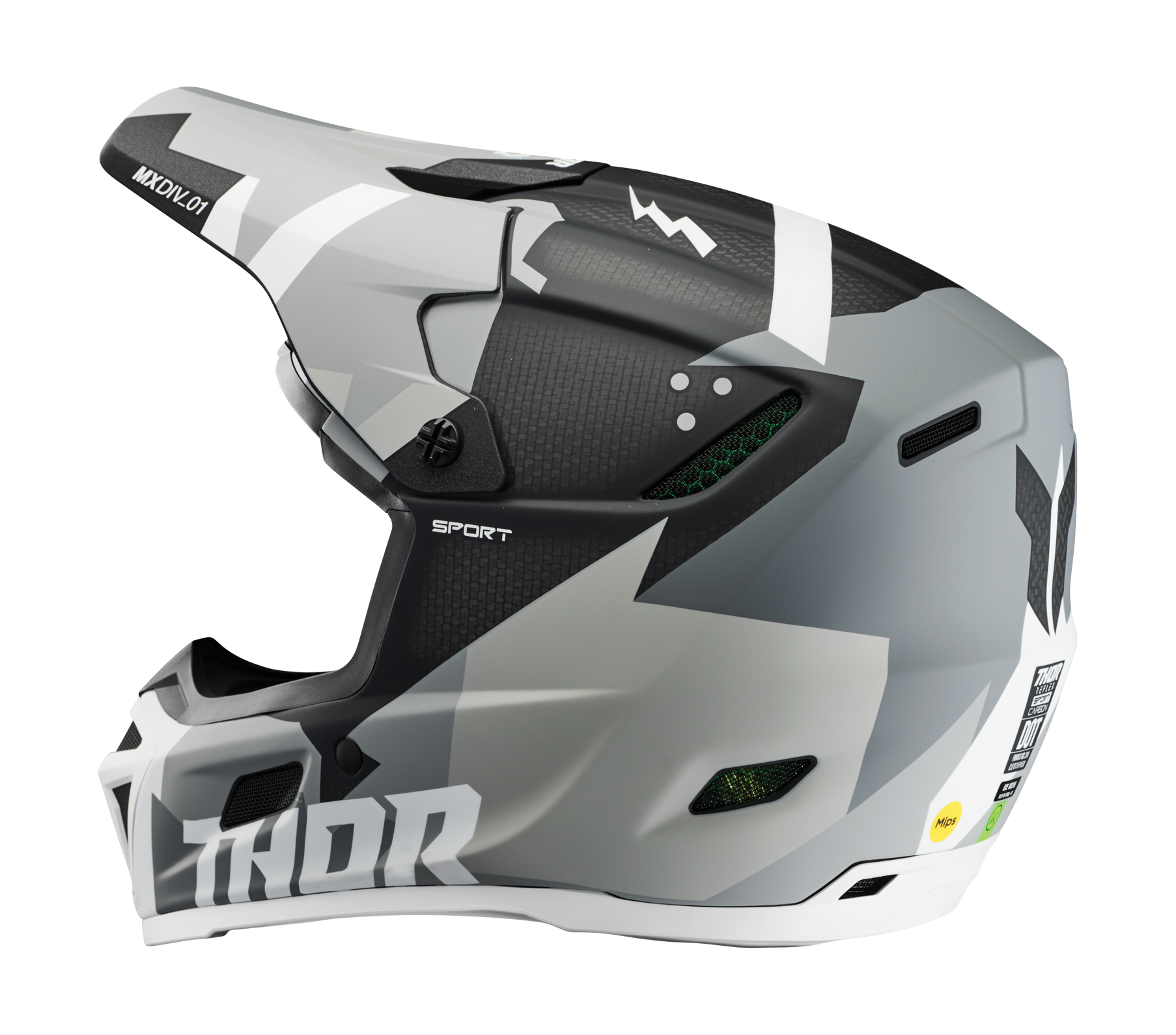 Thor Crosshelm Reflex Sport Carbon Brave - Grijs / Wit