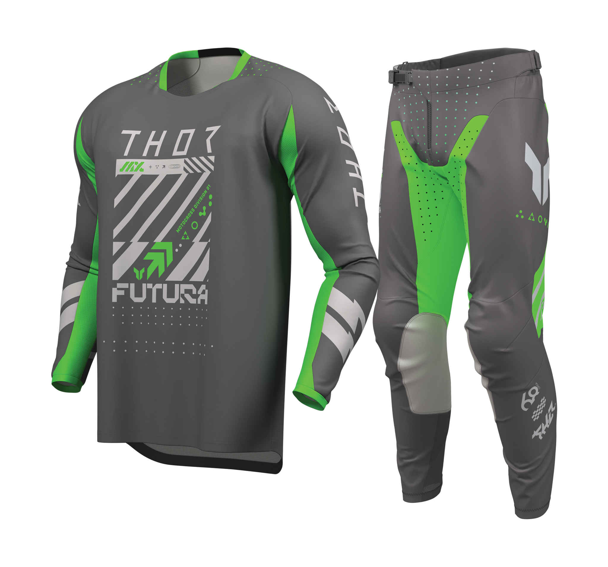 Thor Crosskleding 2026 Launchmode Futura - Charcoal / Groen