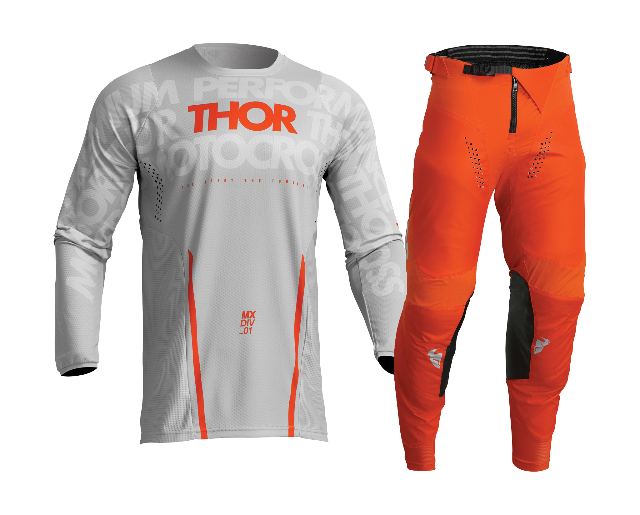 Thor Crosskleding Pulse Mono - Licht Grijs / Oranje