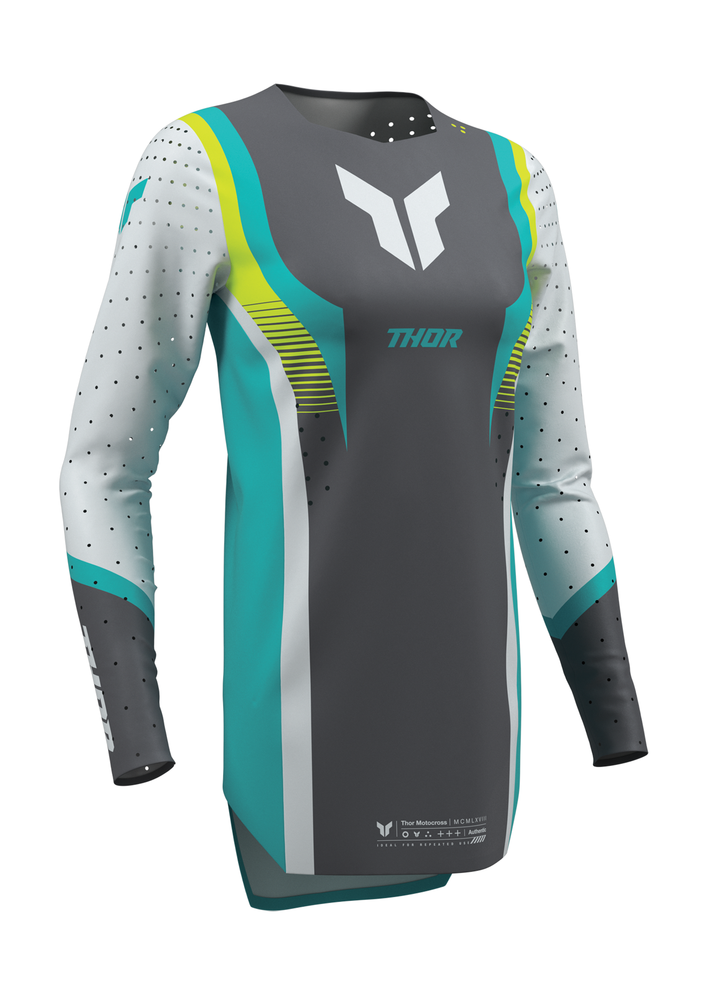 Thor Dames Cross Shirt 2026 Sportmode Velocity - Grijs / Aqua
