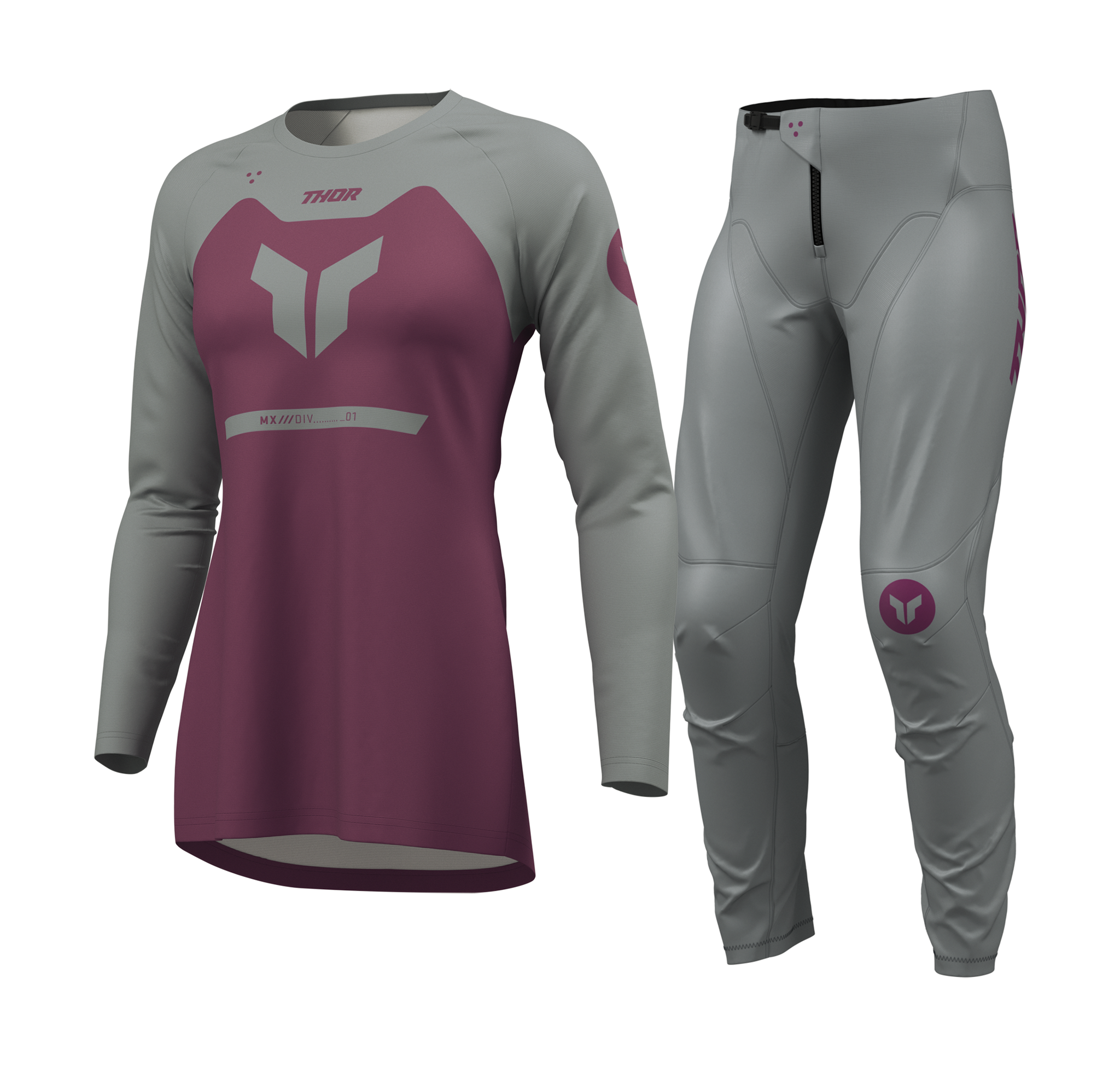 Thor Dames Crosskleding 2026 Ridemode Menace - Paars / Grijs