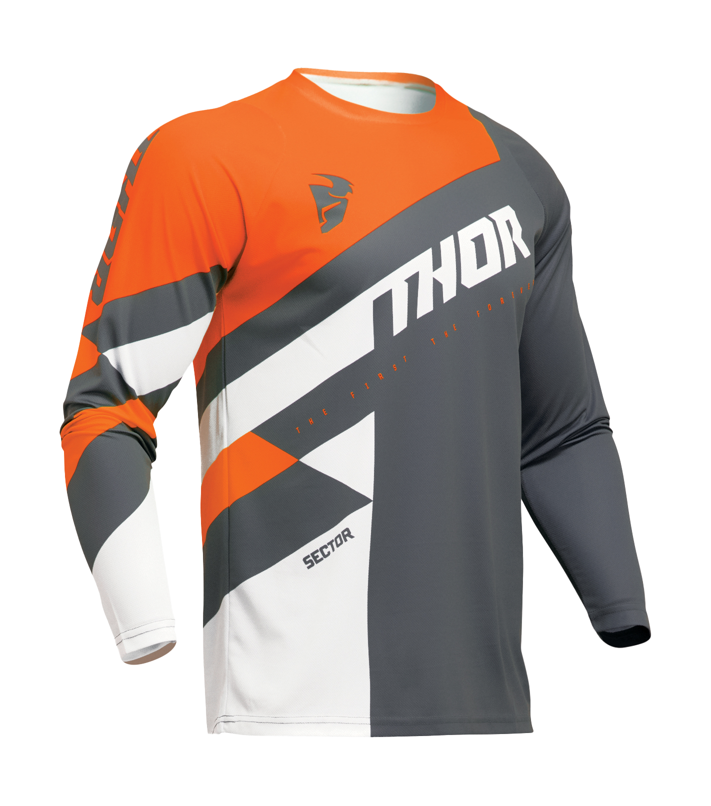 Thor Kinder Cross Shirt Sector Checker - Charcoal / Oranje