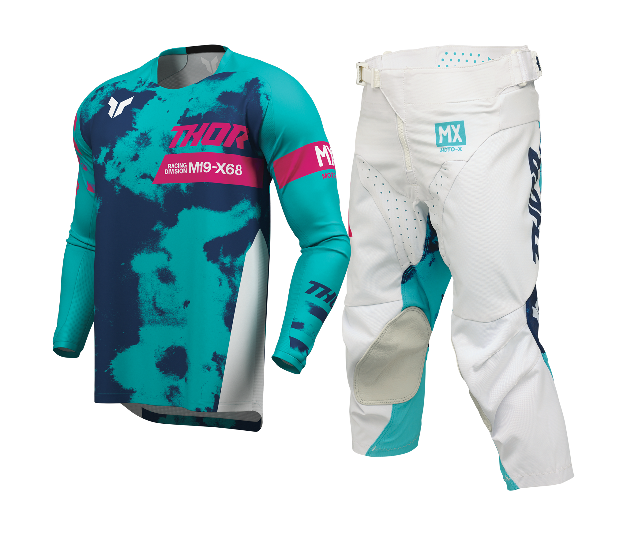 Thor Kinder Crosskleding 2026 Launchmode Bleach - Wit / Aqua