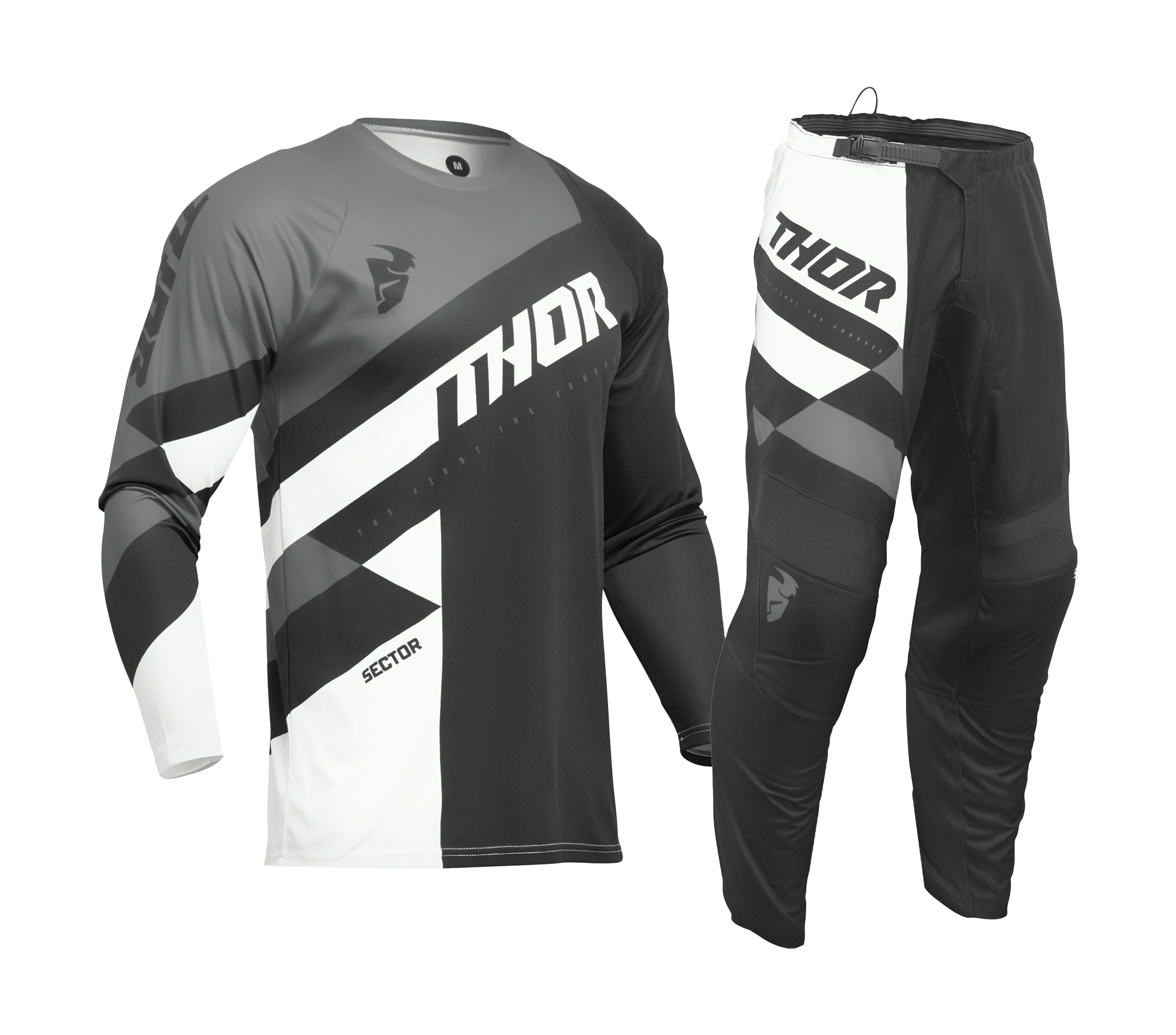 Thor Kinder Crosskleding Sector Checker - Zwart / Grijs