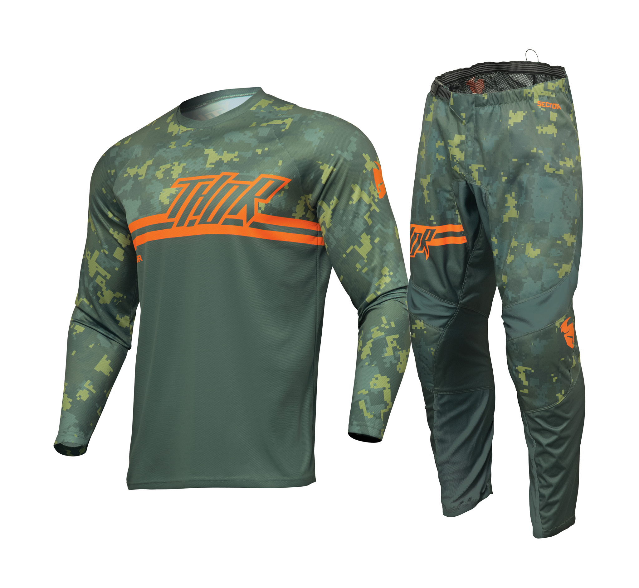 Thor Kinder Crosskleding Sector Digi - Forest Groen / Camo