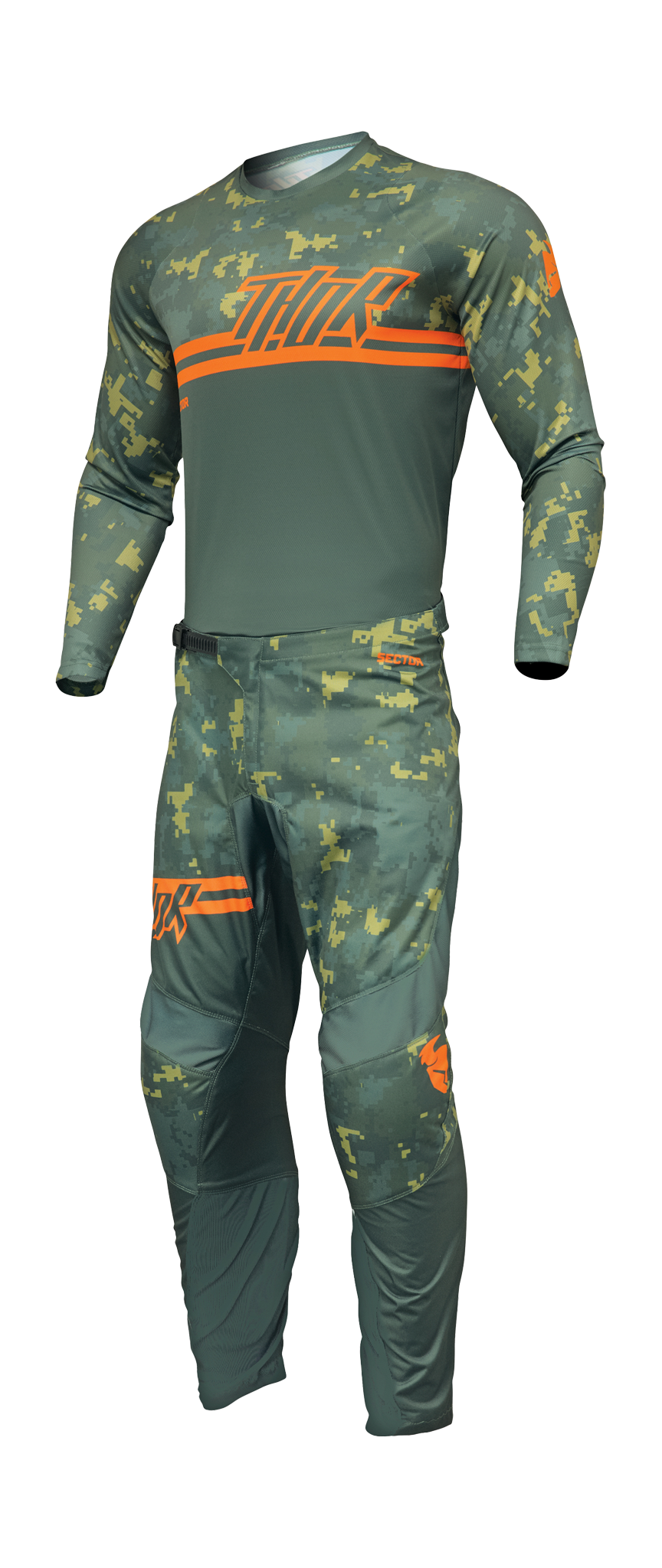 Thor Kinder Crosskleding Sector Digi - Forest Groen / Camo