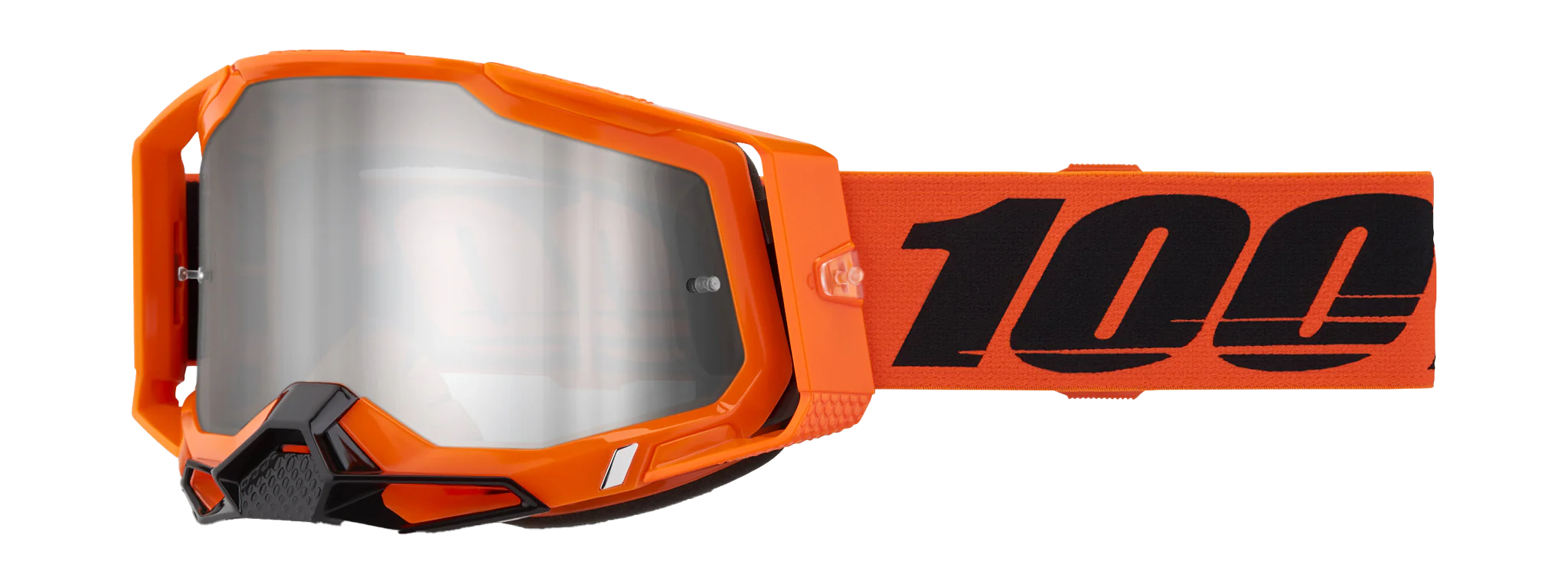 100% Crossbril Racecraft 2 Neon Orange - Spiegel Zilver Flash Lens