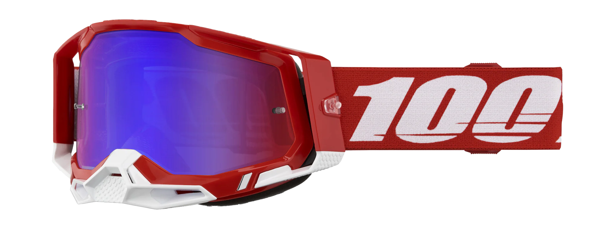 100% Crossbril Racecraft 2 Red - Spiegel Rood / Blauw Lens