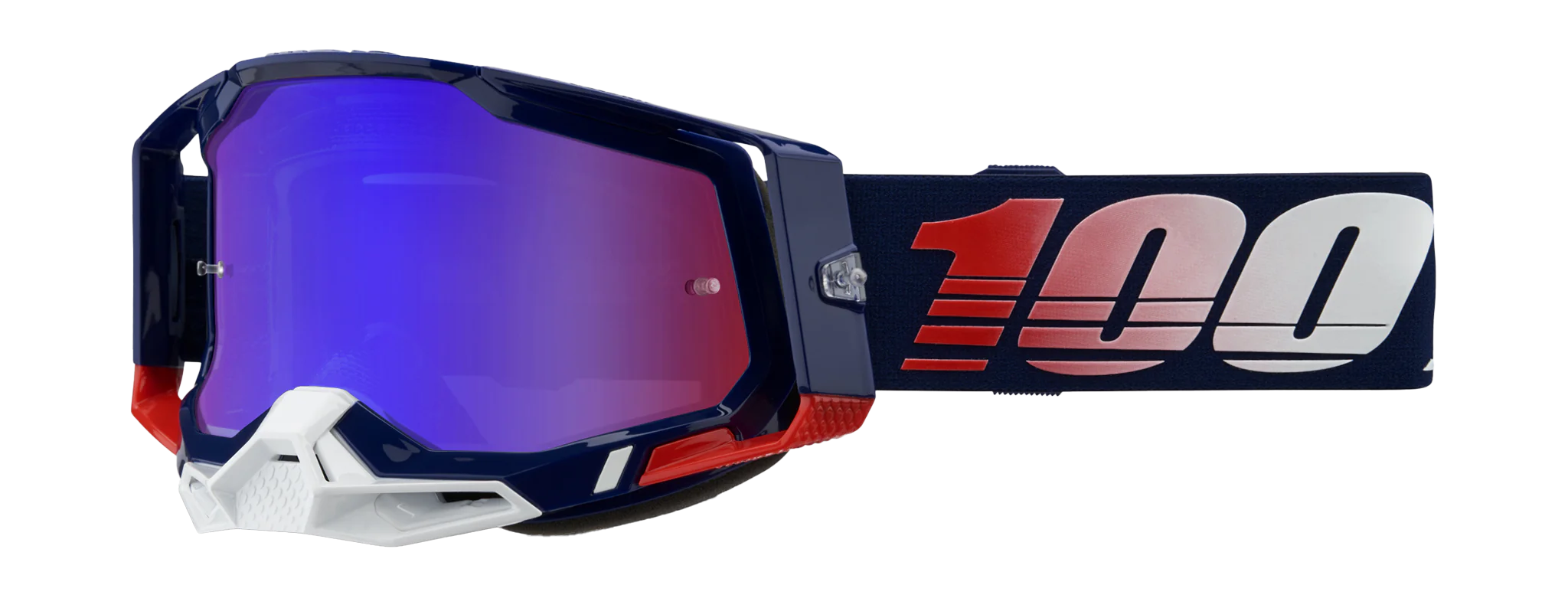 100% Crossbril Racecraft 2 Republic - Spiegel Rood / Blauw Lens