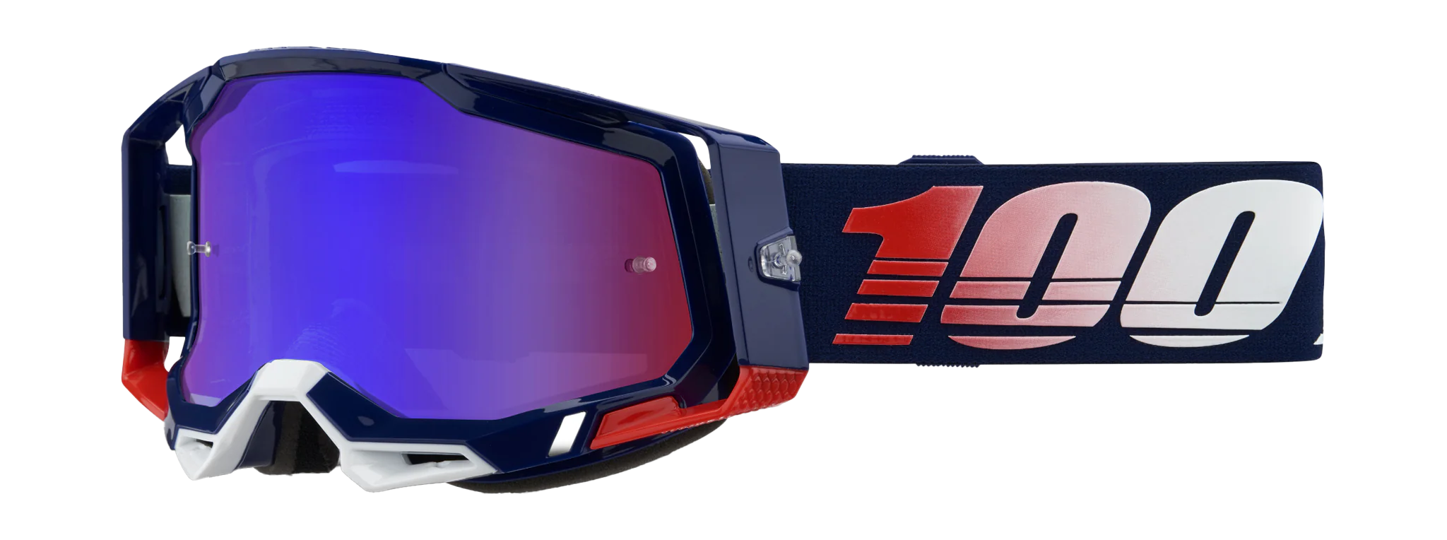 100% Crossbril Racecraft 2 Republic - Spiegel Rood / Blauw Lens