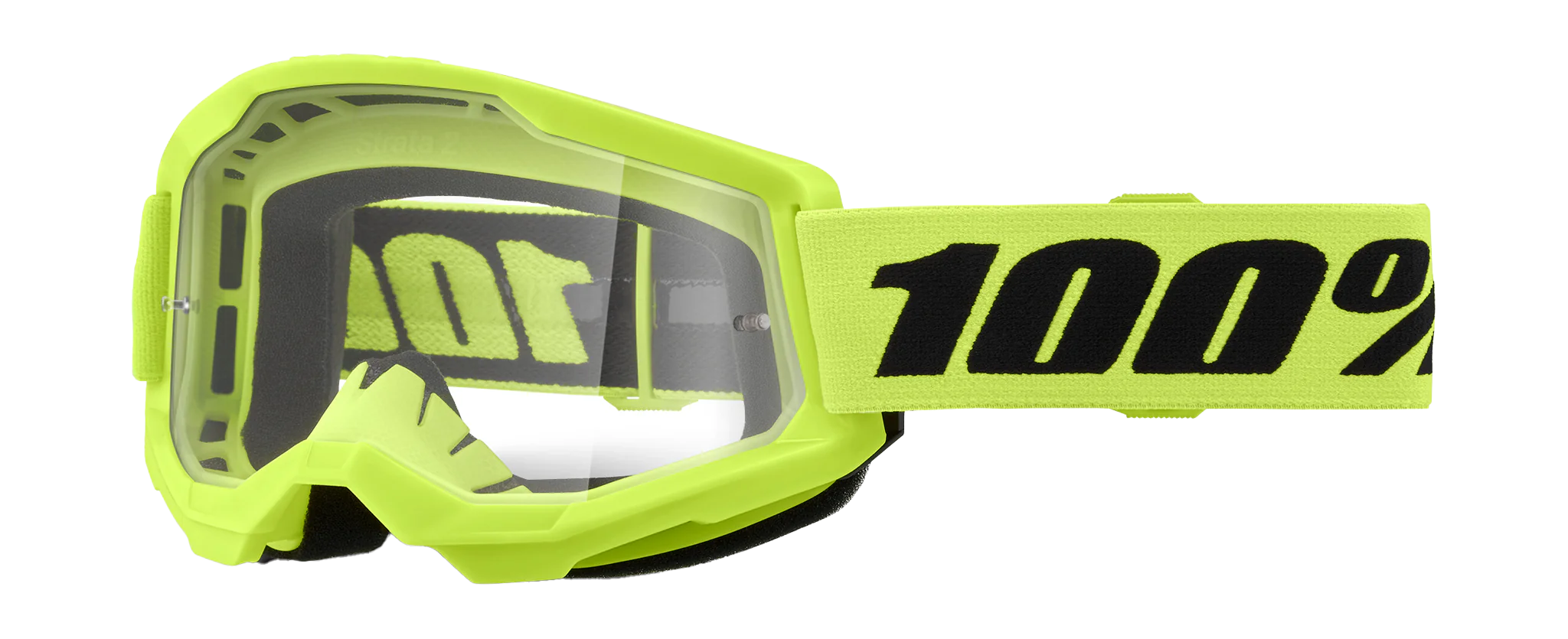 100% Crossbril Strata 2 Neon Yellow - Clear Lens