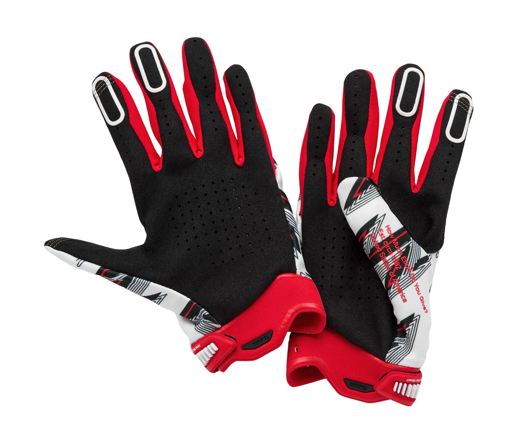 100% Crosshandschoenen Ridefit - Rood / Wit / Grijs