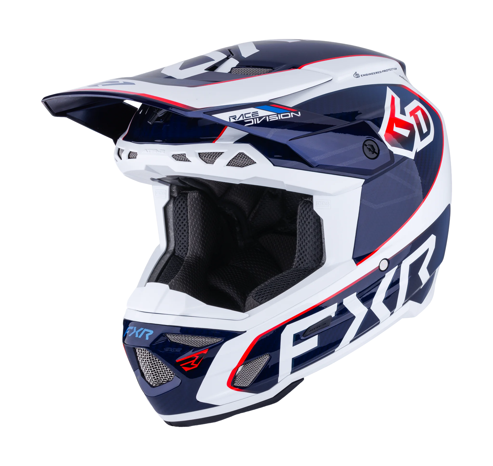6D Crosshelm ATR-3 FIM FXR - Wit / Rood / Blauw