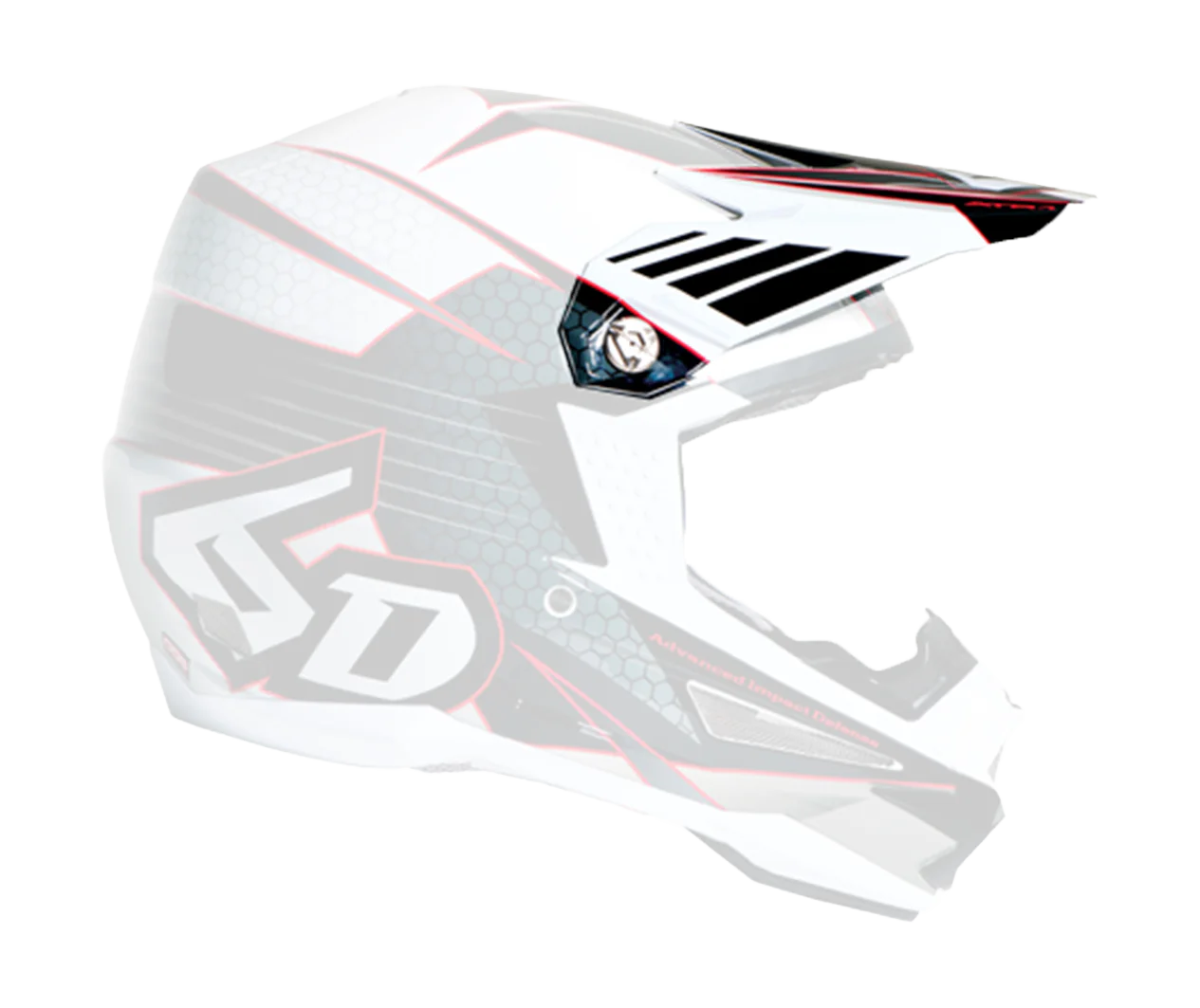 6D Helmklep ATR-1 V2 Blade - Wit / Rood
