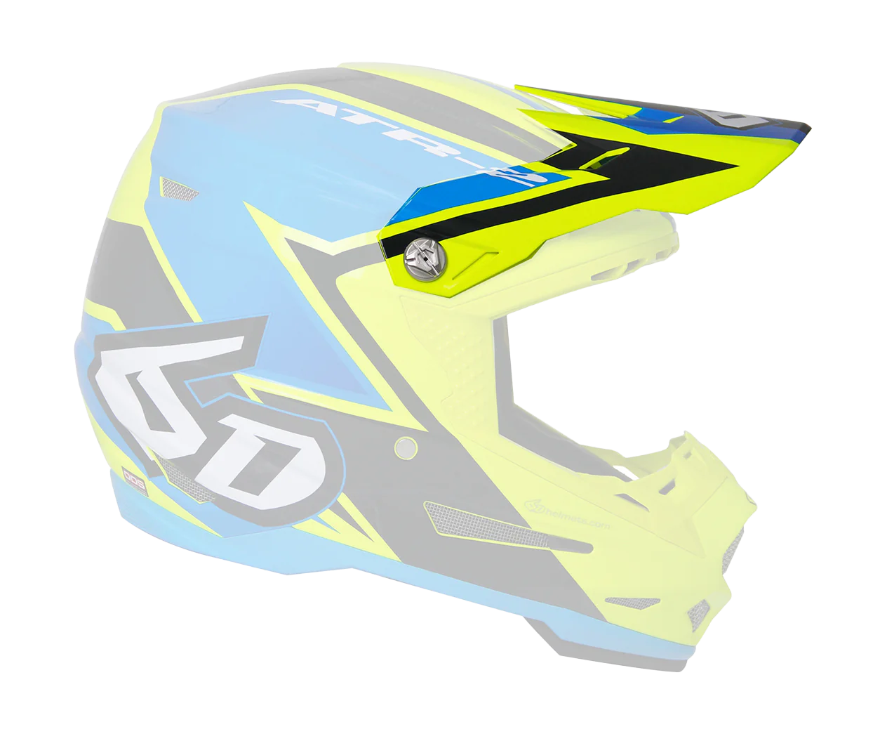 6D Helmklep ATR-2 Strike Glans - Geel / Blauw