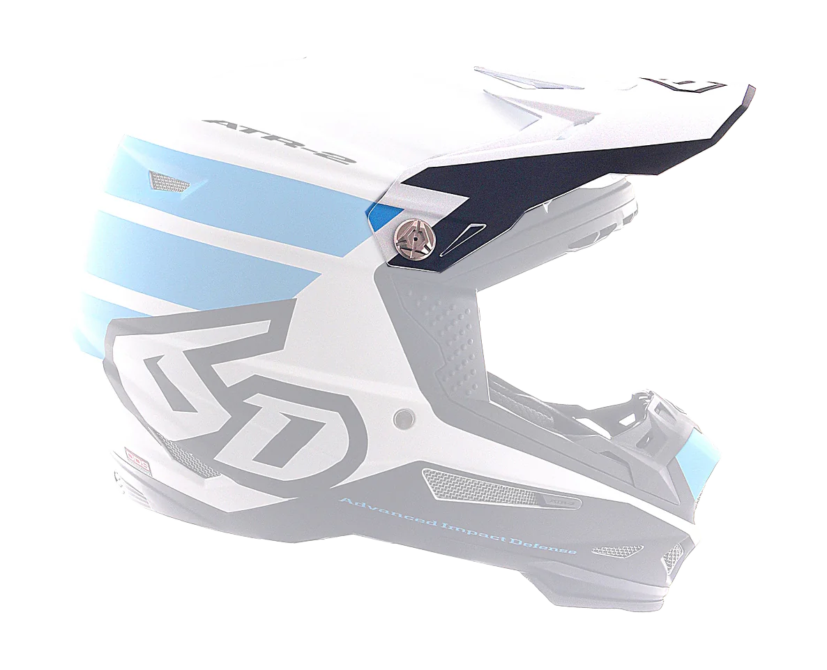 6D Helmklep ATR-2 Stripe - Cyan / Wit