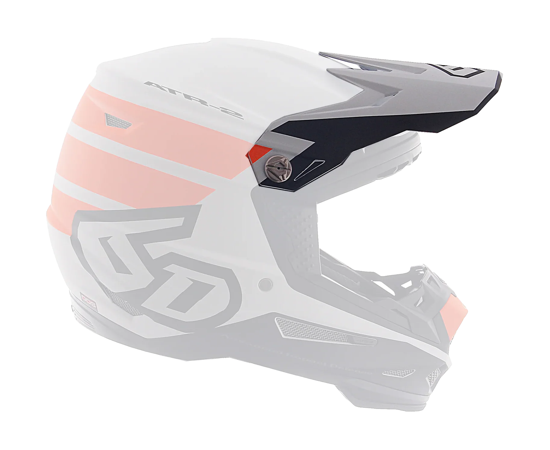 6D Helmklep ATR-2 Stripe - Oranje / Wit