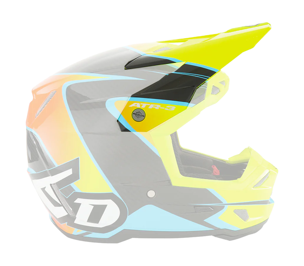 6D Helmklep ATR-3 Wave - Cyan / Neon Oranje / Geel