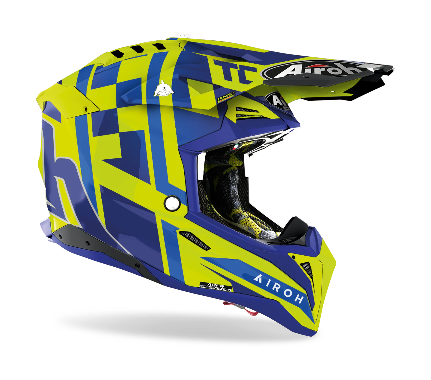 Airoh Crosshelm Aviator 3 TC21 - Glans Fluo Geel / Blauw