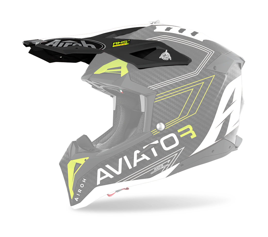 Airoh Helmklep Aviator 3 Primal - Mat Zwart / Wit / Fluo Geel