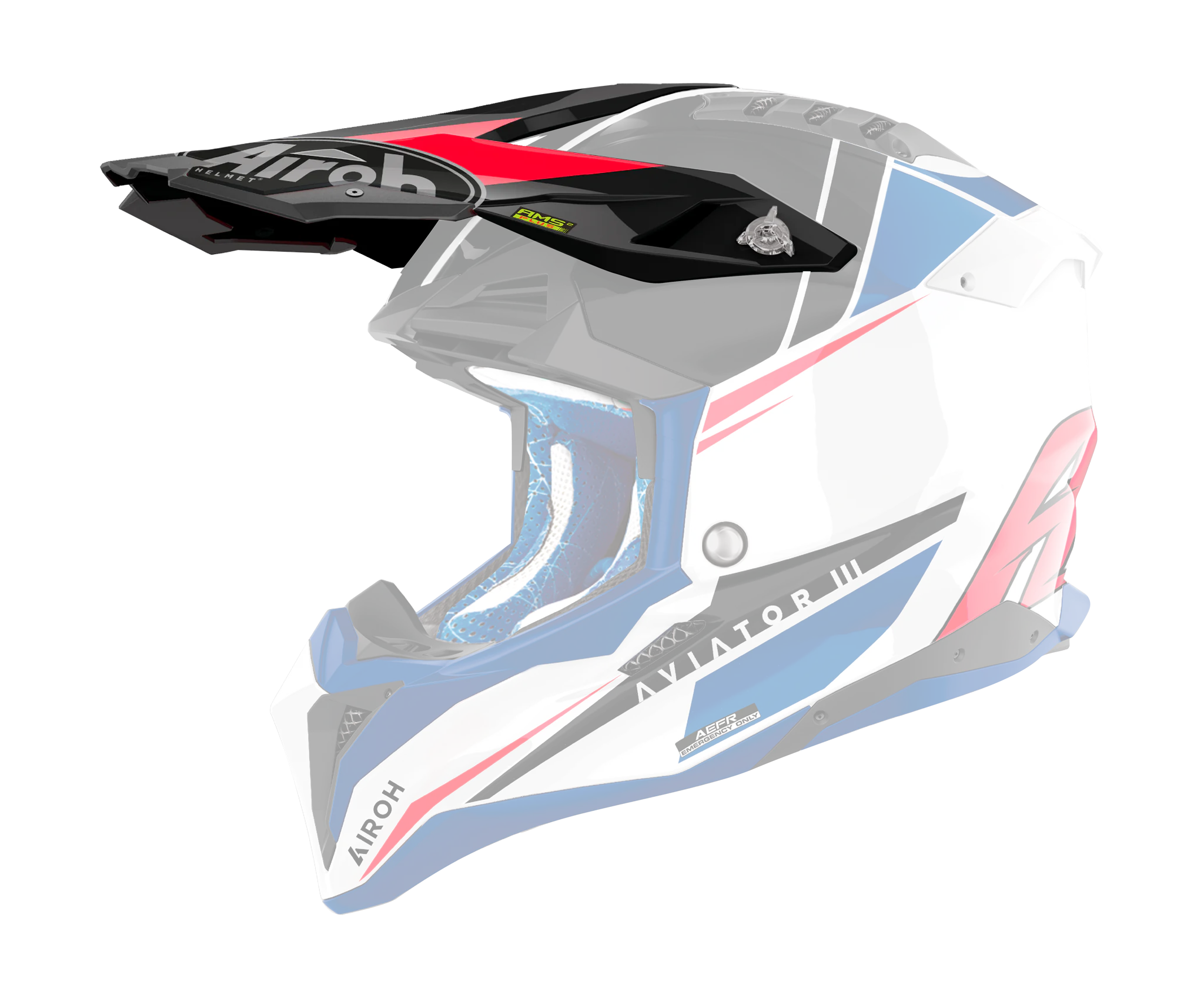 Airoh Helmklep Aviator 3 Push - Glans Blauw / Rood