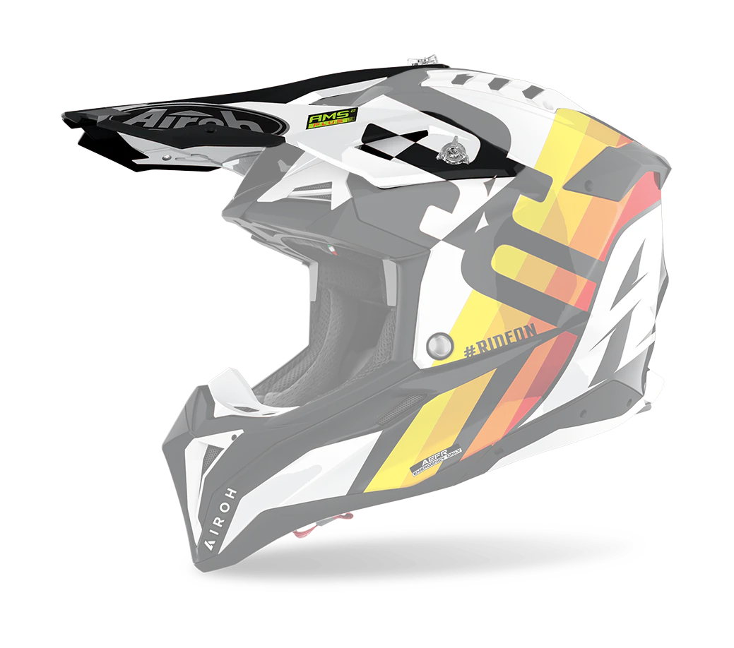 Airoh Helmklep Aviator 3 Rainbow - Glans Wit / Zwart / Geel