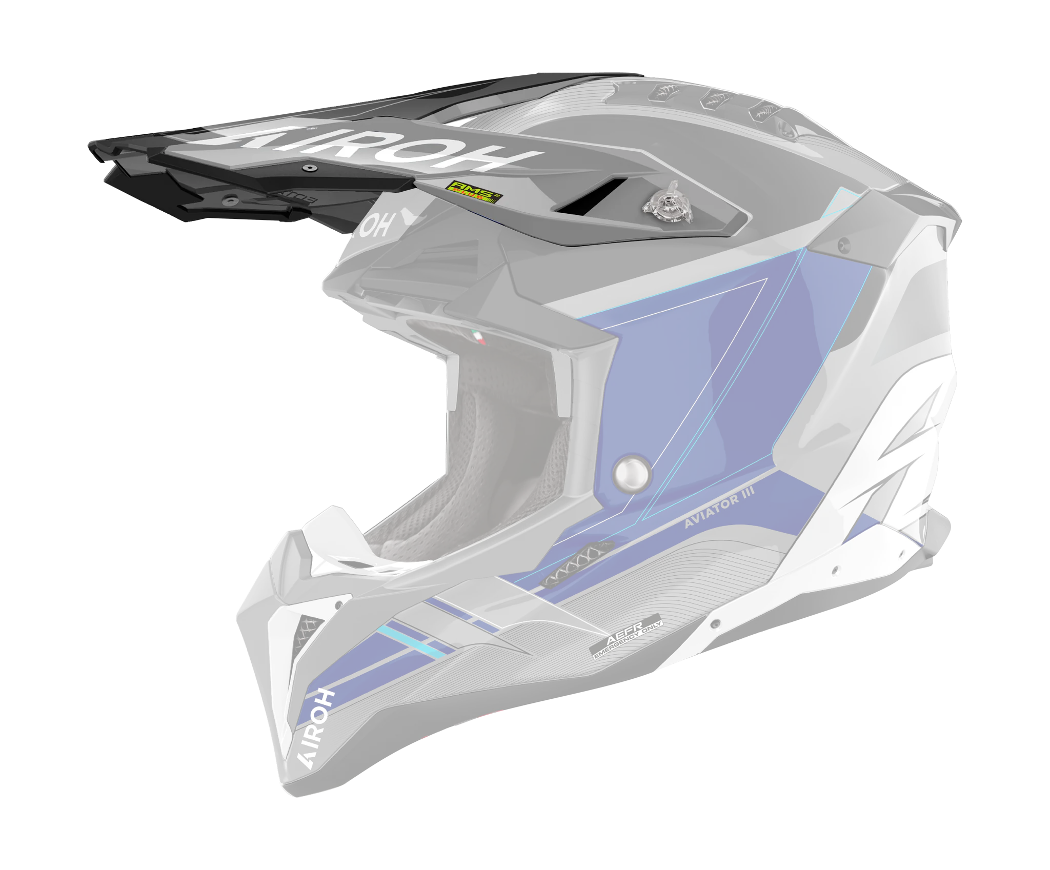 Airoh Helmklep Aviator 3 Saber - Glans Blauw