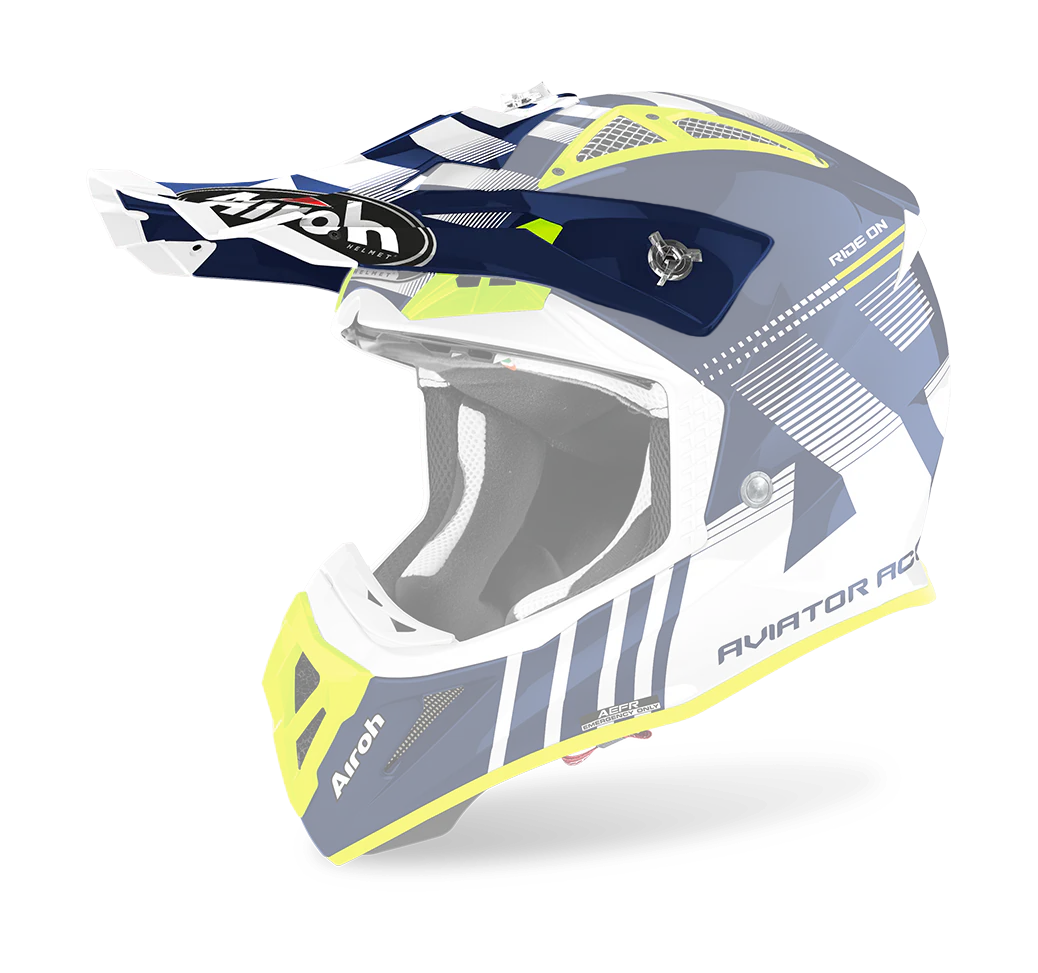 Airoh Helmklep Aviator Ace Nemesi - Glans Blauw / Fluo Geel / Wit