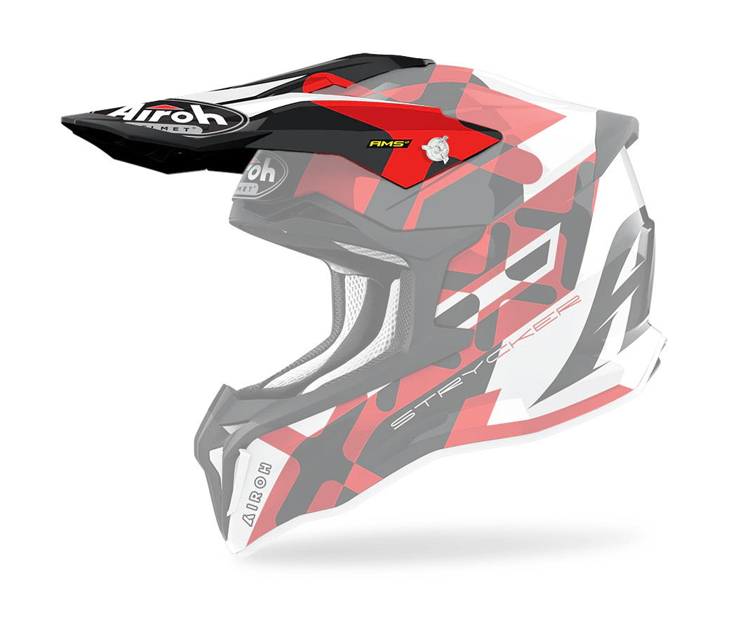 Airoh Helmklep Strycker XXX - Glans Rood / Zwart / Wit