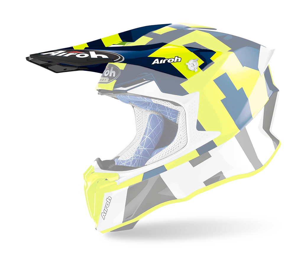 Airoh Helmklep Twist 2.0 Frame - Glans Fluo Geel / Blauw / Wit