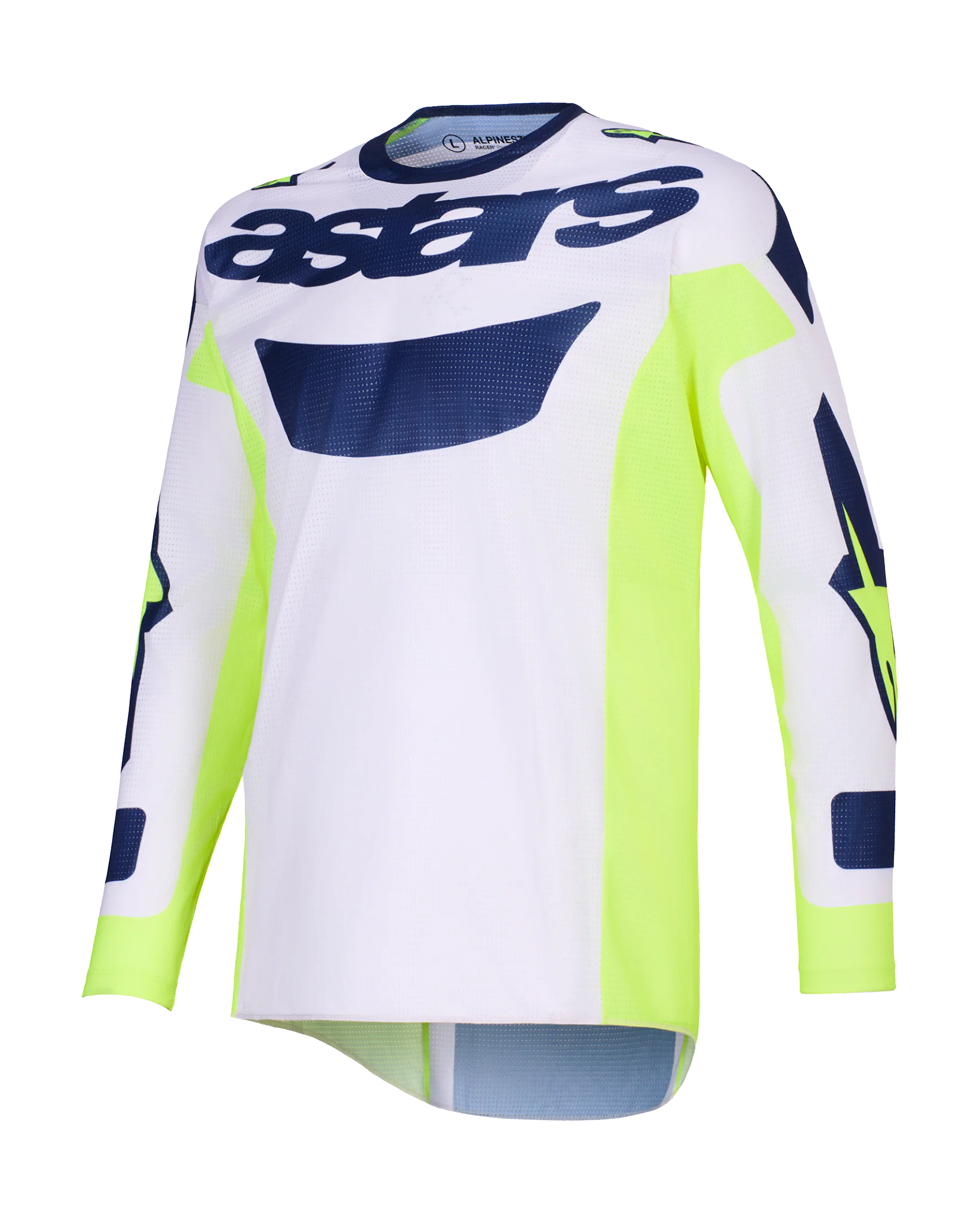Alpinestars Cross Shirt 2026 Racer Air Riway - Licht Grijs / Fluo Geel / Blauw