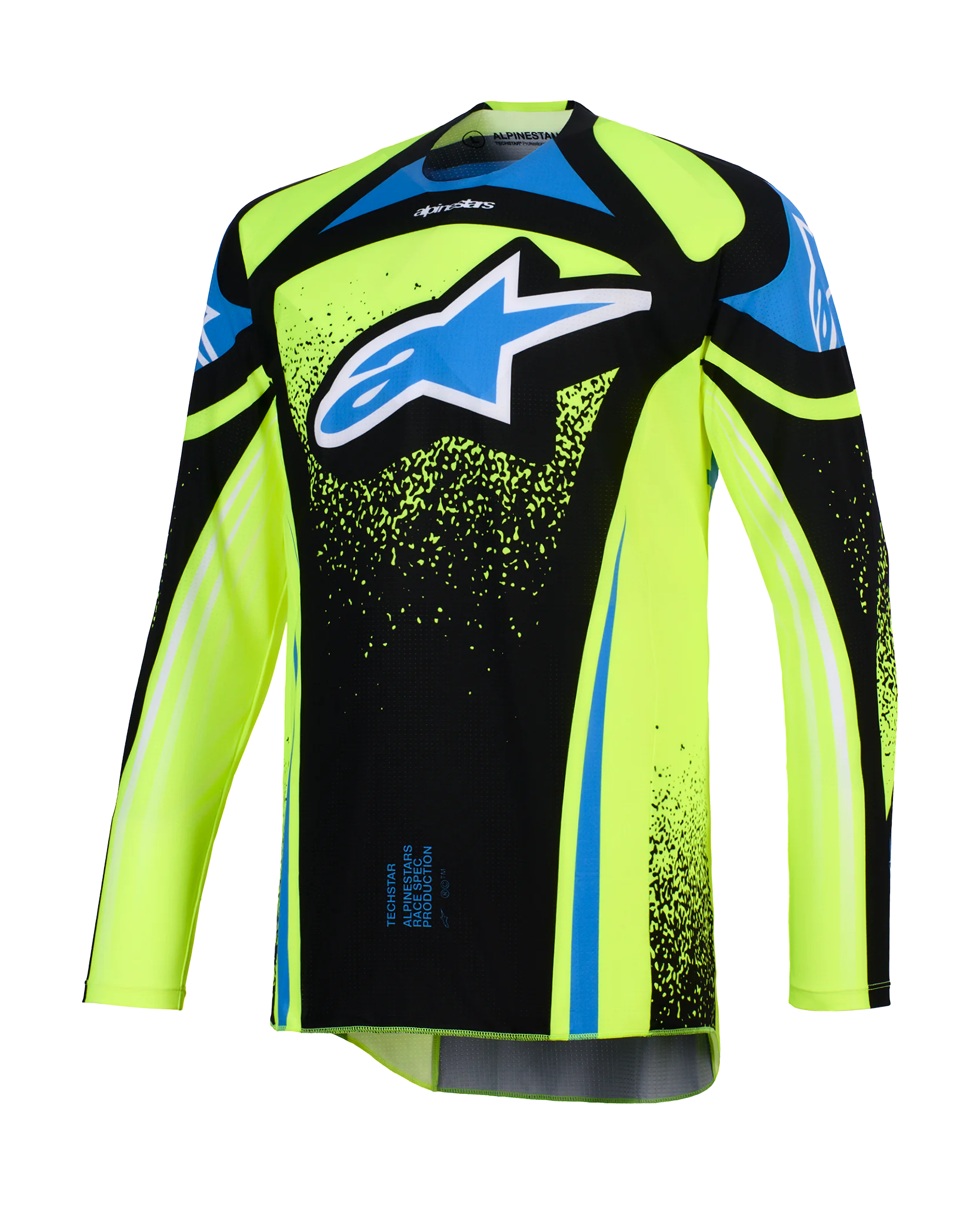 Alpinestars Cross Shirt 2026 Techstar Nomur - Donker Navy / Fluo Geel / Ucla / Blauw