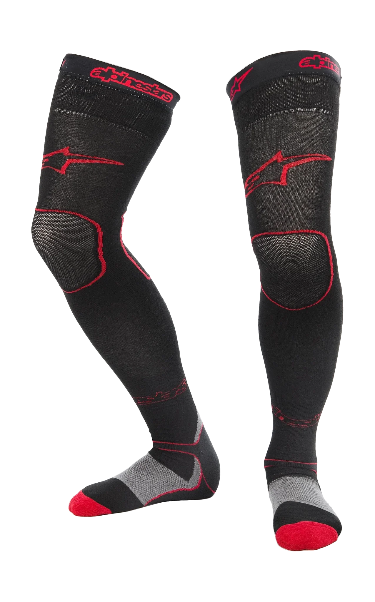 Alpinestars Cross Sokken Lang Kniebrace - Zwart / Rood