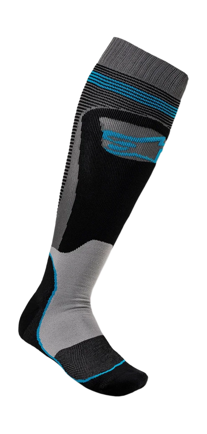 Alpinestars Cross Sokken MX PLUS-1 - Zwart / Cyan