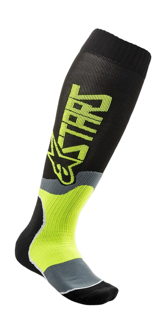Alpinestars Cross Sokken MX PLUS-2 - Zwart / Fluo Geel