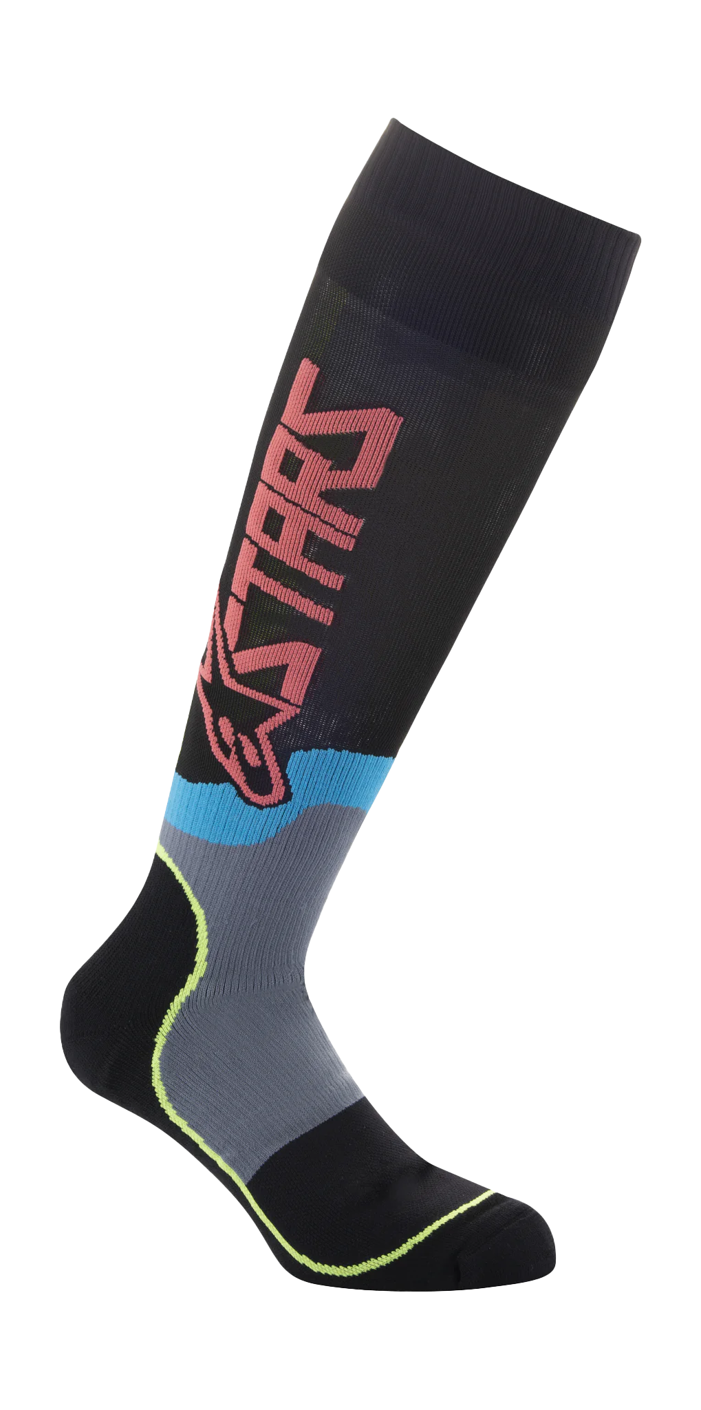 Alpinestars Cross Sokken MX PLUS-2 - Zwart / Fluo Geel / Coral